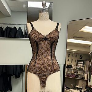 Agent Provocateur Black and Nude Lace Bodysuit